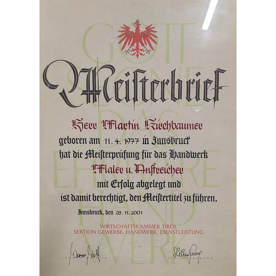 Meisterbrief Maler und Anstreicher